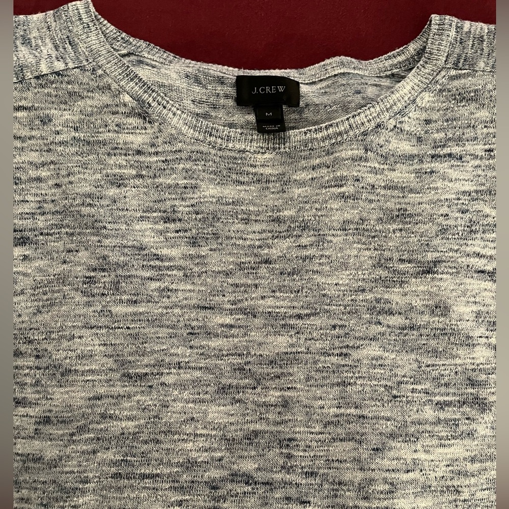 J.Crew Heathered Light Blue Cotton Knit Sweater - Size Medium